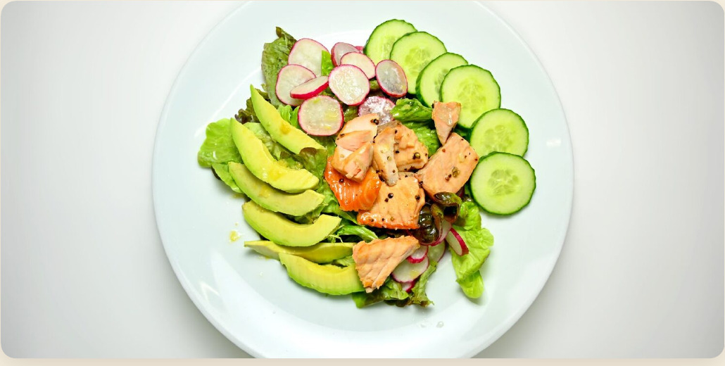 Keto salmon and avocado salad